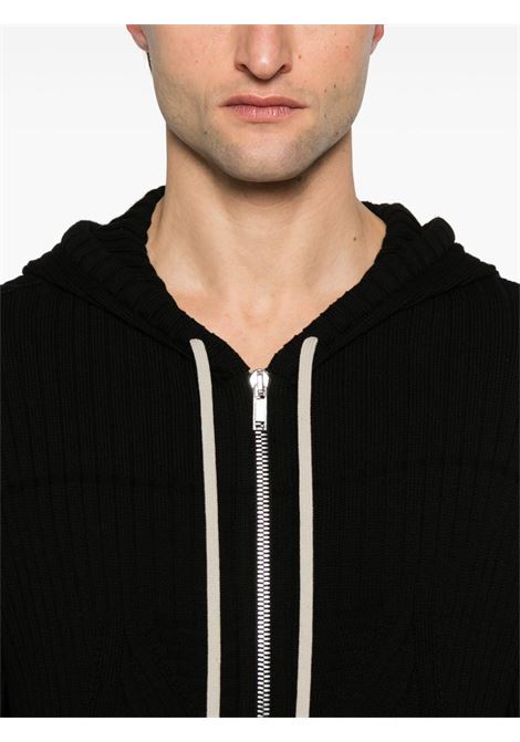 Black hooded zip-up sweatshirt Rick owens - men RICK OWENS | RU01E5614KEC09